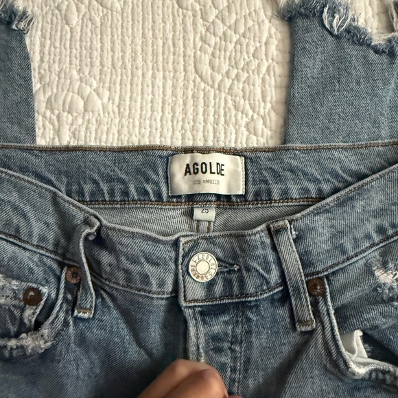 Agolde Jeans Rooted High Rise Slim Fit Distressed Button Fly Nico - Picture 3 of 7